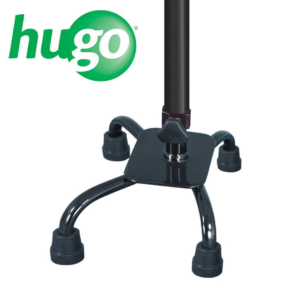 Hugo Mobility Adjustable Quad Cane for Right or Left Hand Use Small Base Ebony 731-850