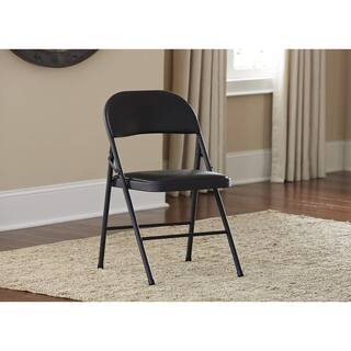 Cosco Black Vinyl Padded Seat Stackable Folding Chair (Set of 4) 14993BLK4E