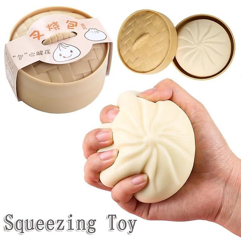 8.5cm Funny Steamed Stuffed Bun With Simulation Steamer Soft Decompress Anti Stress Relief Squeeze Toy For Adults Kids