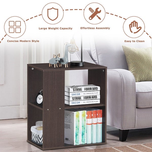 End Table Side Table Nightstand with 3 Tier Open Storage Shelves