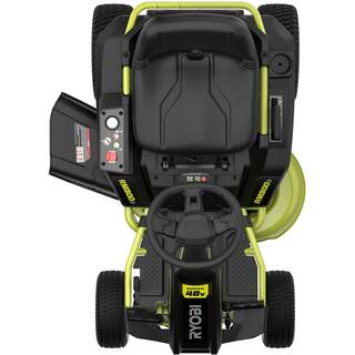 RYOBI 30 in. 48-Volt Brushless 50 Ah Battery Electric Rear Engine Riding Mower and Bagging Kit RY48130-1A