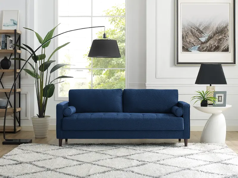 Lawrence Mid-Century Modern Navy Blue Sofa