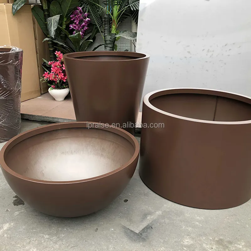 Garden supplies Large metal floor vase stainless steel plant pot / galvanized steel flower pot