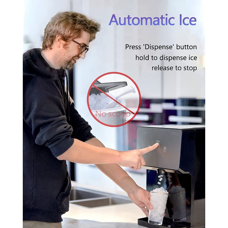 KBICE 2.0 Self Dispensing Countertop Nugget Ice Maker， Crunchy Pebble Ice Maker Black