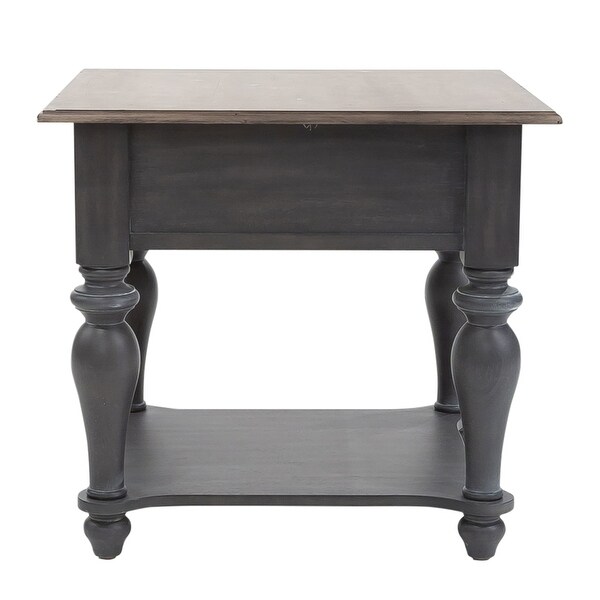 Ocean Isle Slate Weathered Pine Drawer End Table