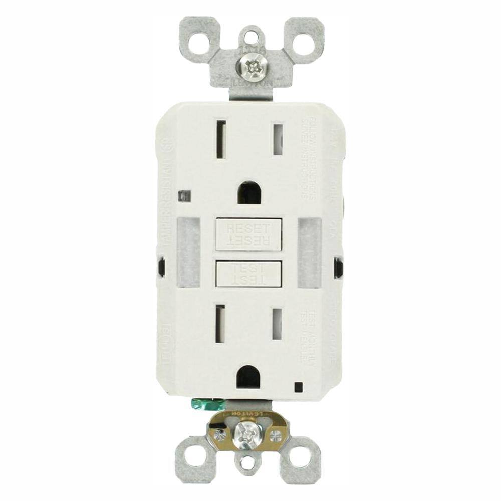 Leviton 15 Amp Self-Test SmartlockPro Combo Duplex Guide Light and Tamper Resistant GFCI Outlet White (6-Pack) VW6-GFNL1-HW6