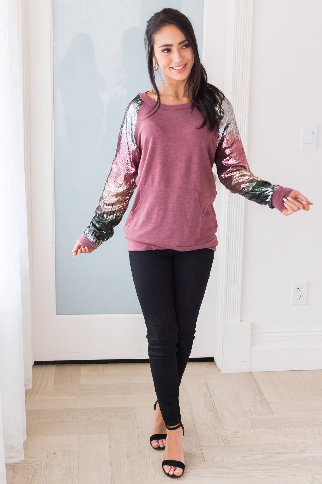 Layered In Happiness Modest Sweatshirt