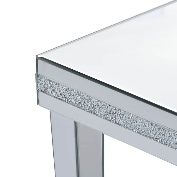 Modern Fashionable Glass Mirrored Side Table with Crystal Design