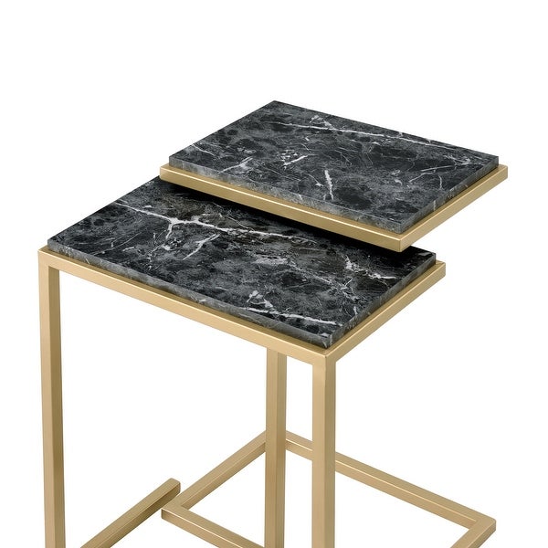 Furniture of America Quana Contemporary 16-inch Faux Marble Nesting Tables