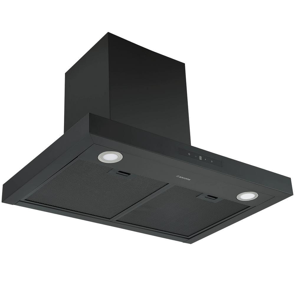 Ancona 30 in 440 CFM Convertible Wall Mount Rectangular Range Hood with LED Lights in Matte Black