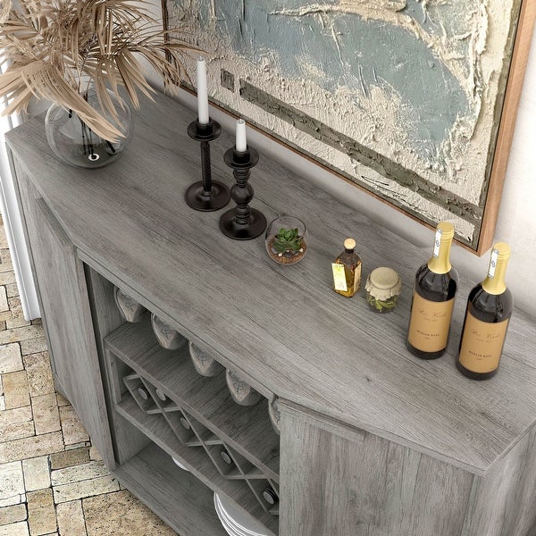 Wilkinson Vintage Gray Oak Buffet and Sideboard with Wine Storage