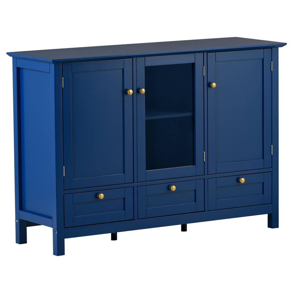 Tileon 44.9 in. W x 14.8 in. W x 31.1 in. H in Blue MDF Ready to Assemble Kitchen Cabinet with Solid Wood Legs AYBSZHD570