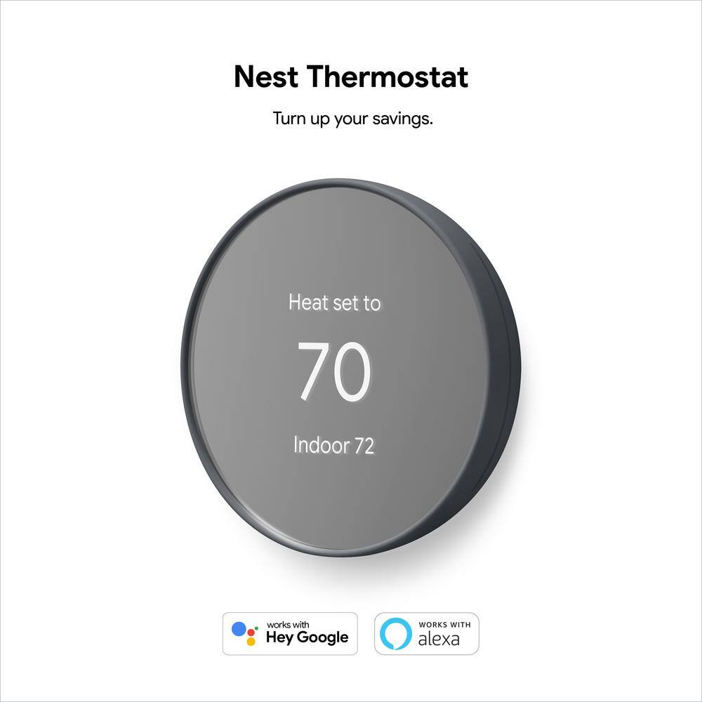 Google Nest Thermostat - Smart Programmable Wi-Fi Thermostat - Charcoal GA02081-US