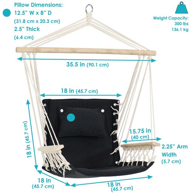 Sunnydaze Outdoor Hanging Polycotton Hammock Chair With Armrests And Hardwood Spreader Bar 300 Lb Weight Capacity Storm