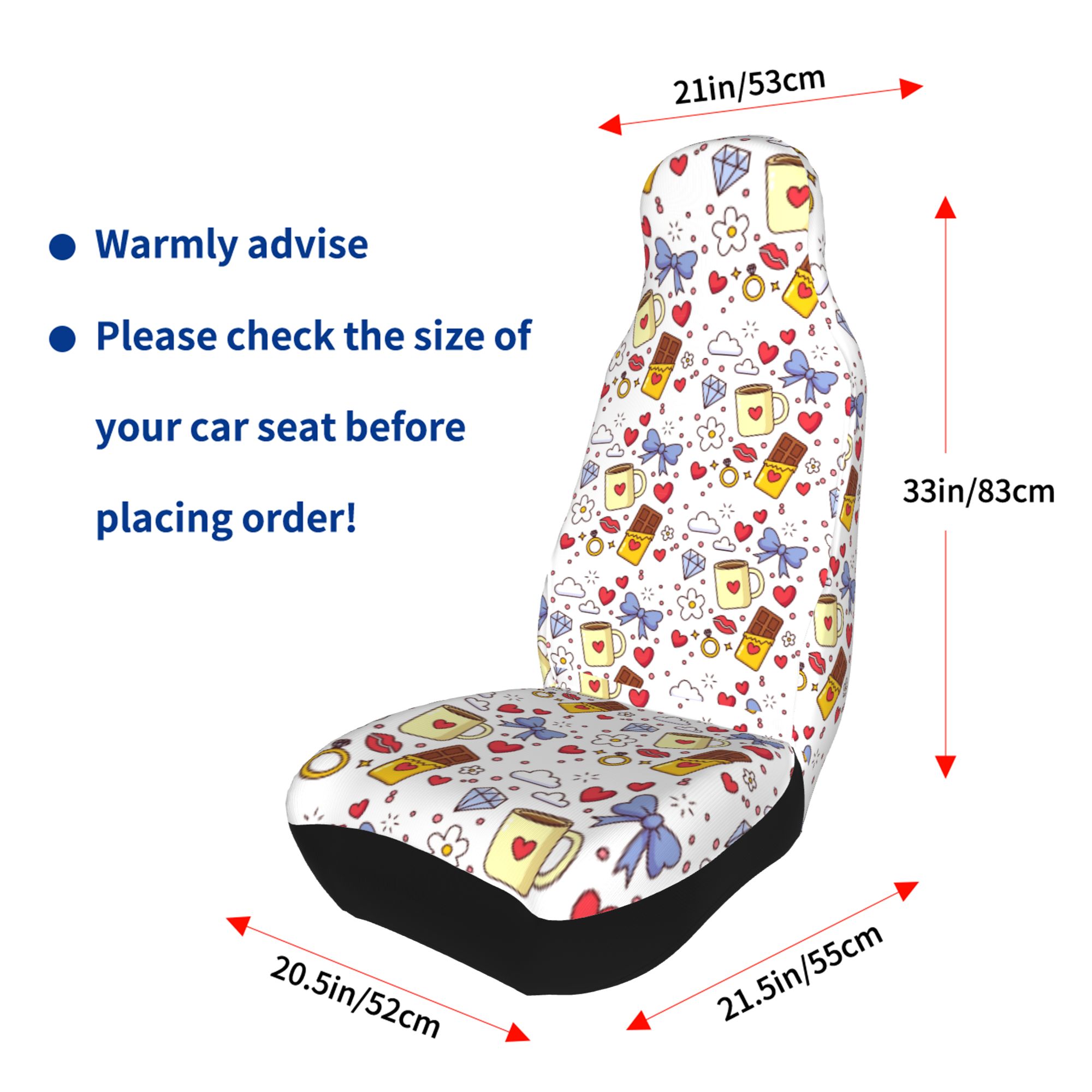 ZICANCN Car Seat Cover Chocolate and Diamond Print Car Front Seat Covers Protectors ， Automotive Seat Covers for Cars Trucks Suv