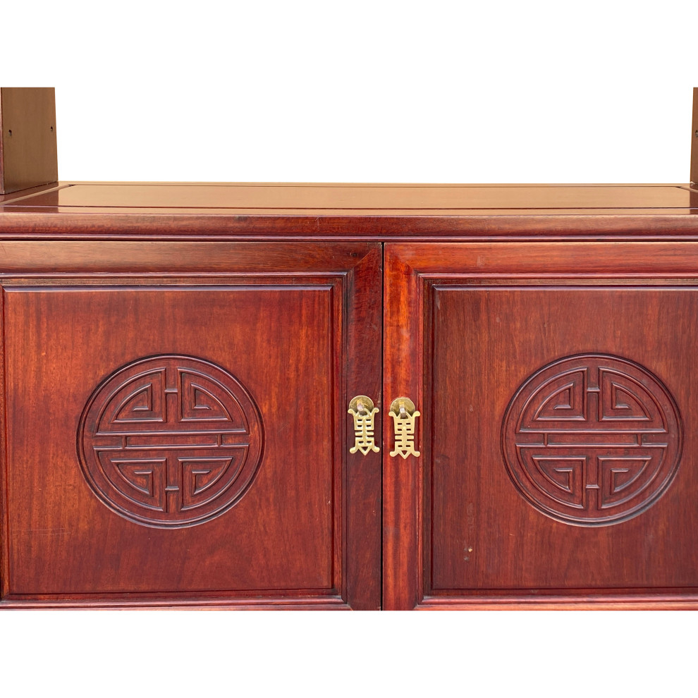 Chinese Mahogany Brown Slim 3 Shelves Bookcase Display Cabinet Hcs7262   Asian   Bookcases   by Golden Lotus Antiques  Houzz