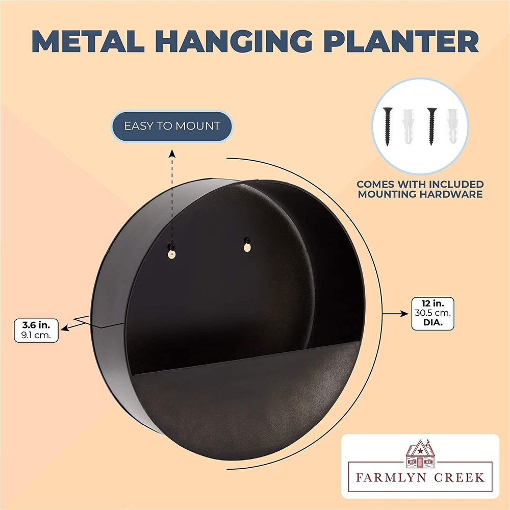 Metal Hanging Planter  Galvanized Planters for Wall (12 x 3.6 In)