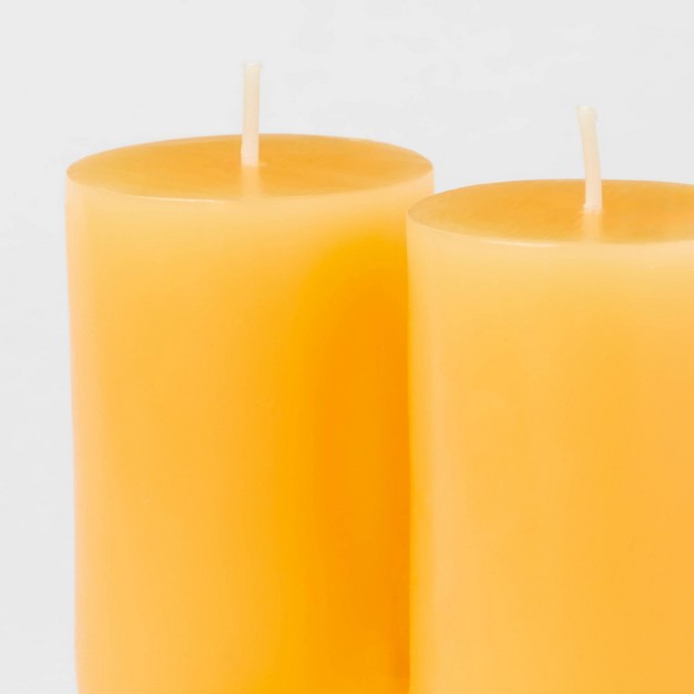 2 wick Shaped Pillar Candle U Orange