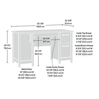 SAUDER 53 in. Rectangular Sindoori Mango 3 Drawer Computer Desk with File Storage 424193