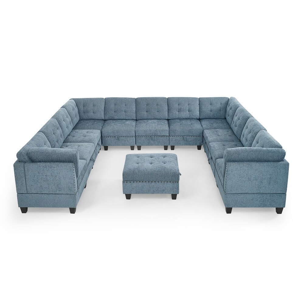 12 Piece U Shaped Modular Sectional Sofa with Bonus Storage