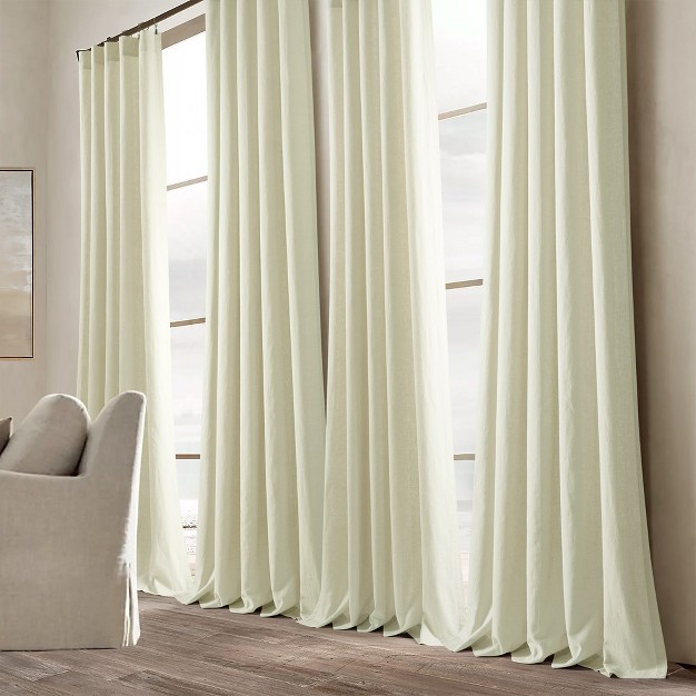 Home Boutique Belgian Flax Prewashed Linen Rich Cotton Blend Window Curtain Panel Single Ivory 50x96