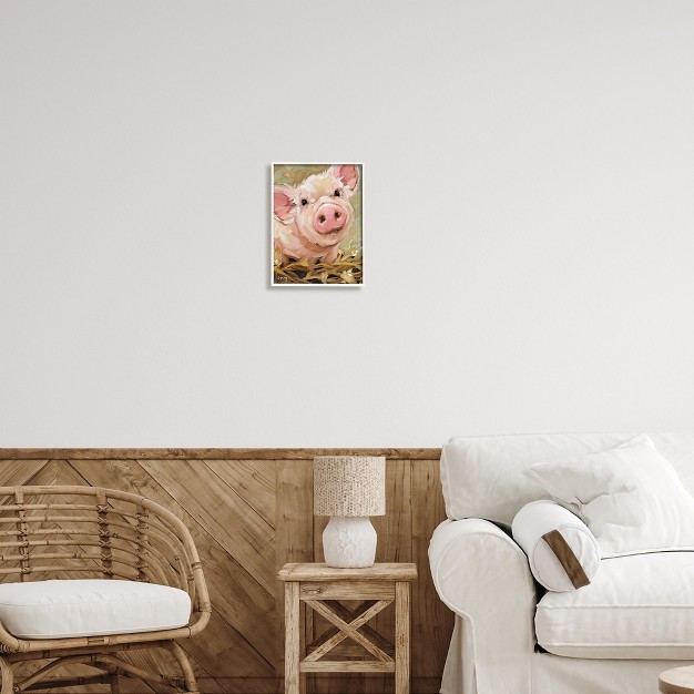 Stupell Industries Happy Pig Farm Animal Portrait Framed Giclee