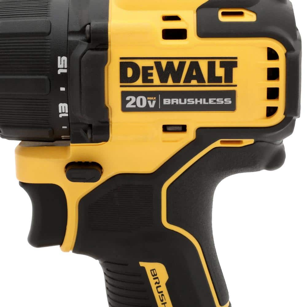 DEWALT ATOMIC 20V MAX Cordless Brushless Compact 1/2 in. Drill/Driver, (2) 20V 1.3Ah Batteries, Charger and Bag DCD708C2