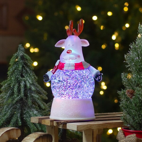 LED Lighted Color Changing Reindeer Christmas Snow Globe