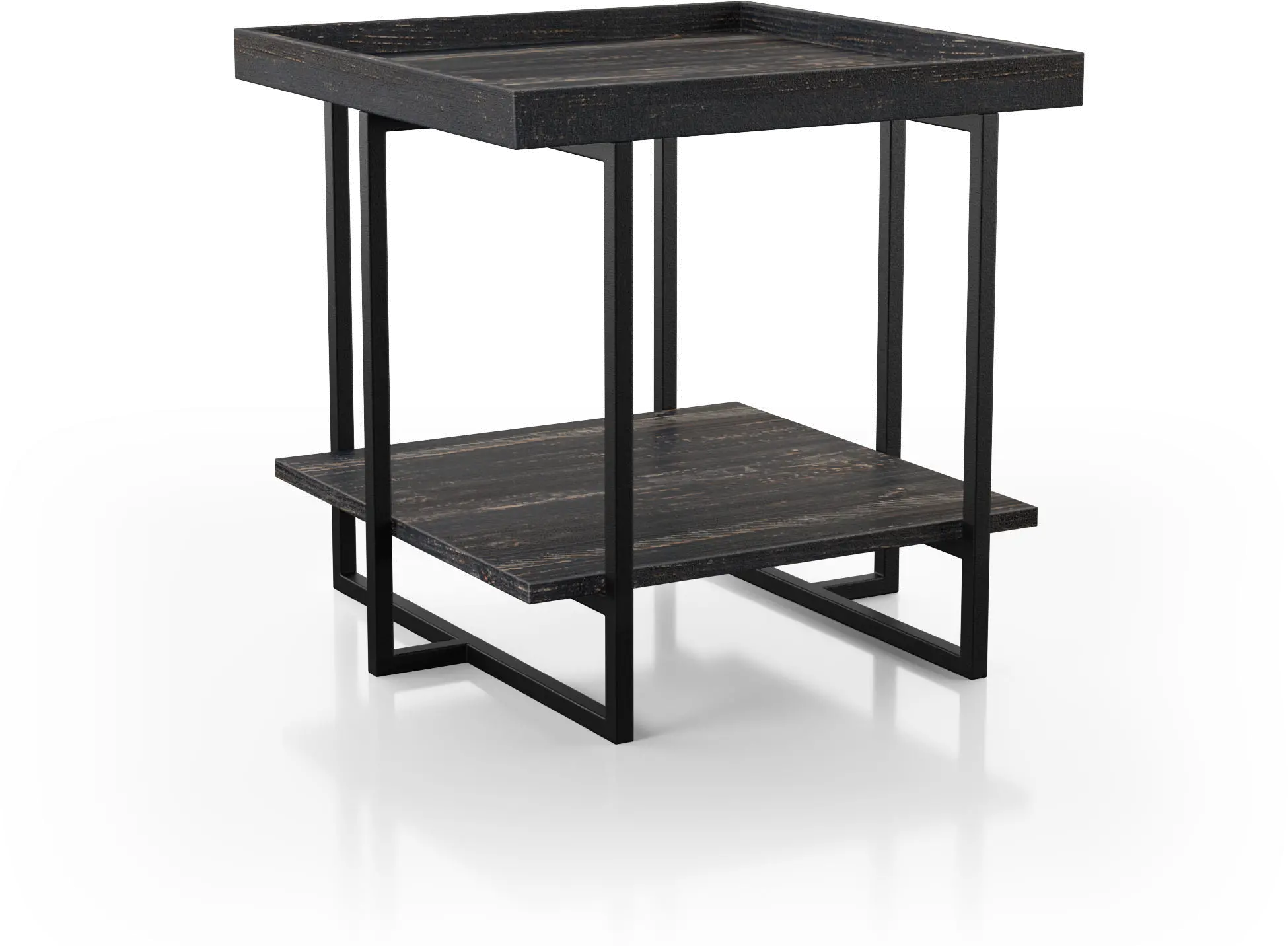 Prakers Industrial Wood End Table in Black