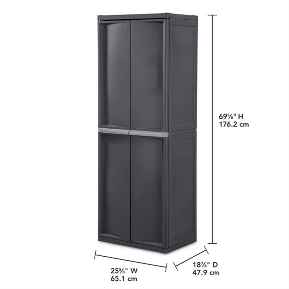 Sterilite Adjustable 4-Shelf Gray Storage Cabinet with Doors 01423V01-WMT