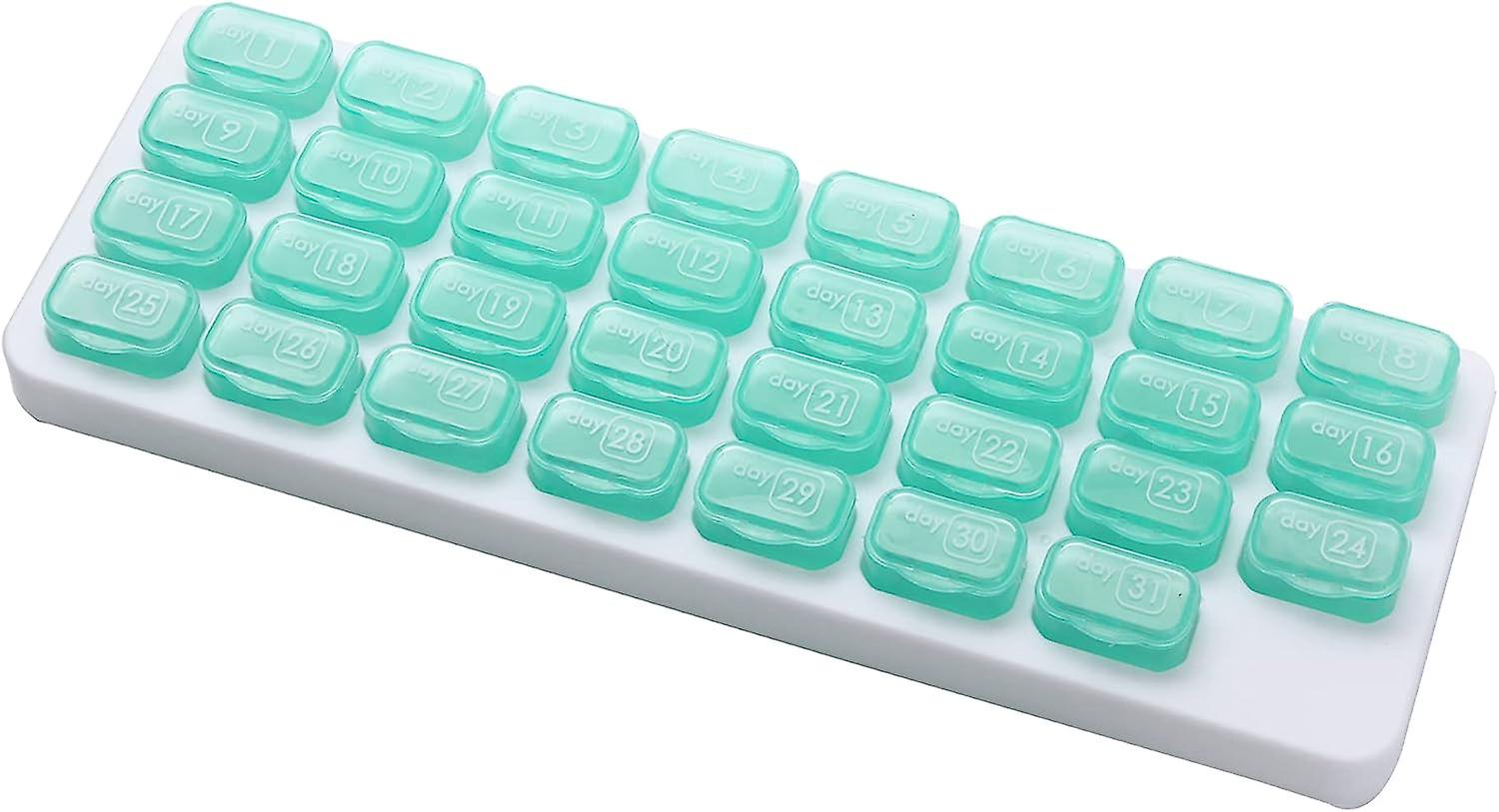 Monthly 31 Compartments Pill Organizer Day Pill Organizer For Medicine Vitamin Holder Container (green)