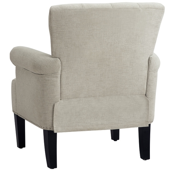 Living Room Accent Chairs Polyester Upholstered Rivet Tufted Scroll Armchairs