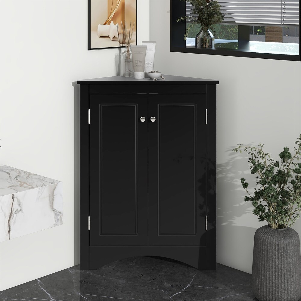 Triangle Bathroom Freestanding Storage Cabinet with Adjustable Shelves