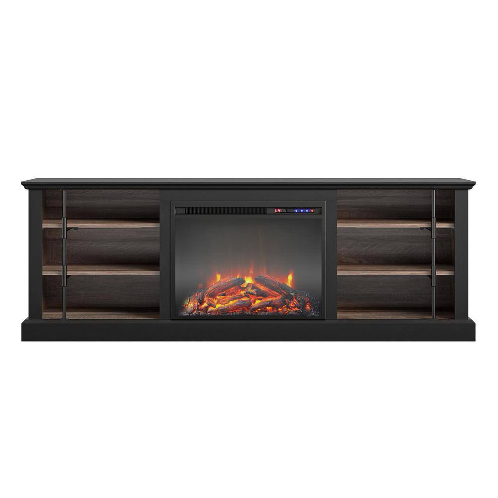 Ameriwood Home Topeka 66.5 in. Freestanding Electric Fireplace TV Stand for TVs up to 70 in. Black HD44958