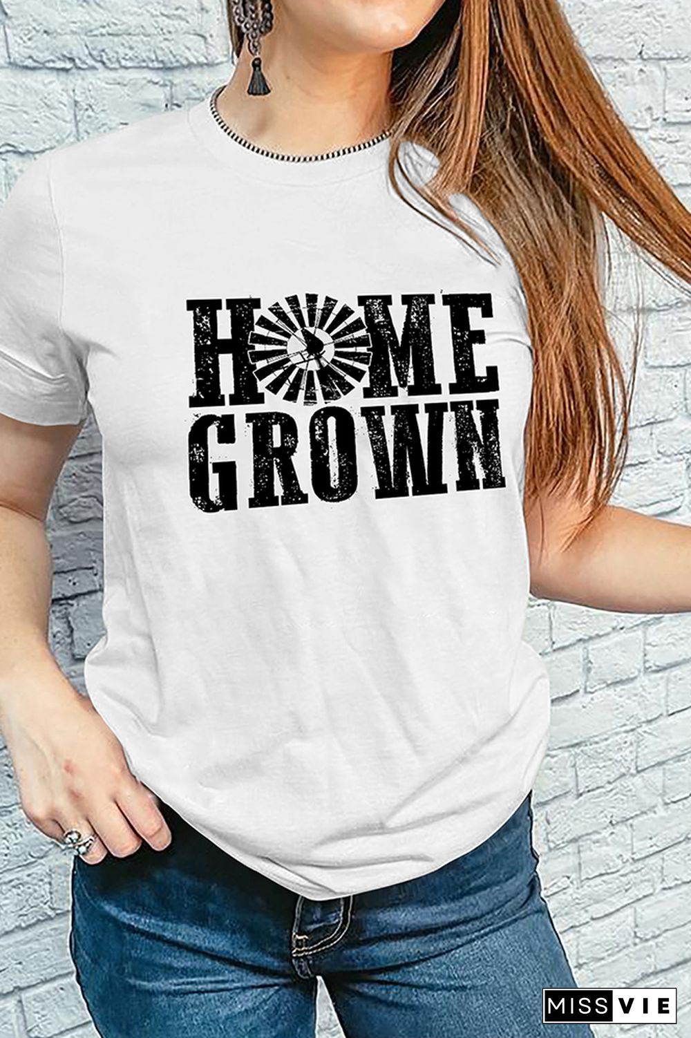 Home Grown Print Graphic Tees for Women Wholesale Short Sleeve T shirts Top