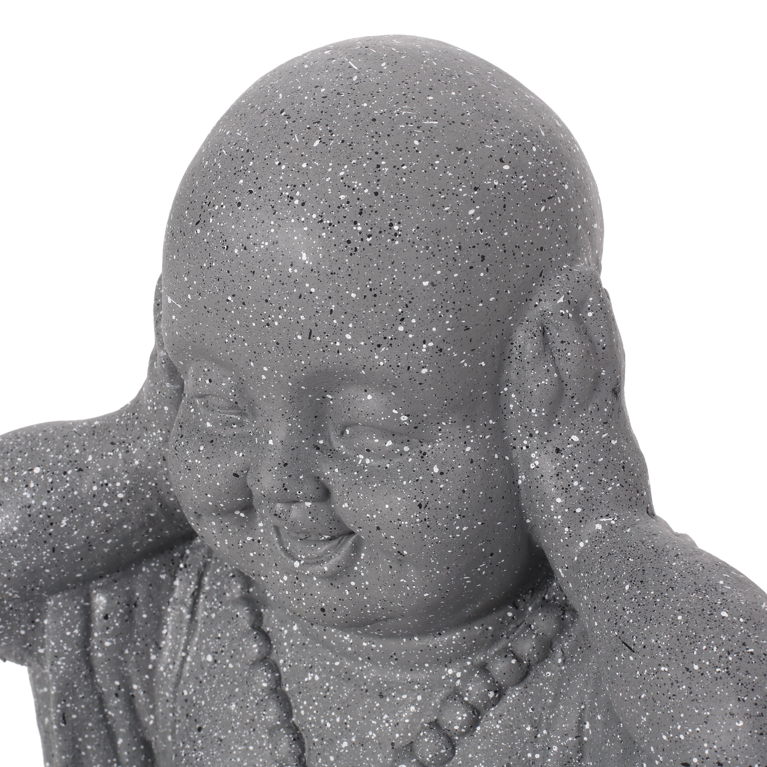 Conneaut Outdoor Hear No Evil Monk Garden Statue, Stone Gray