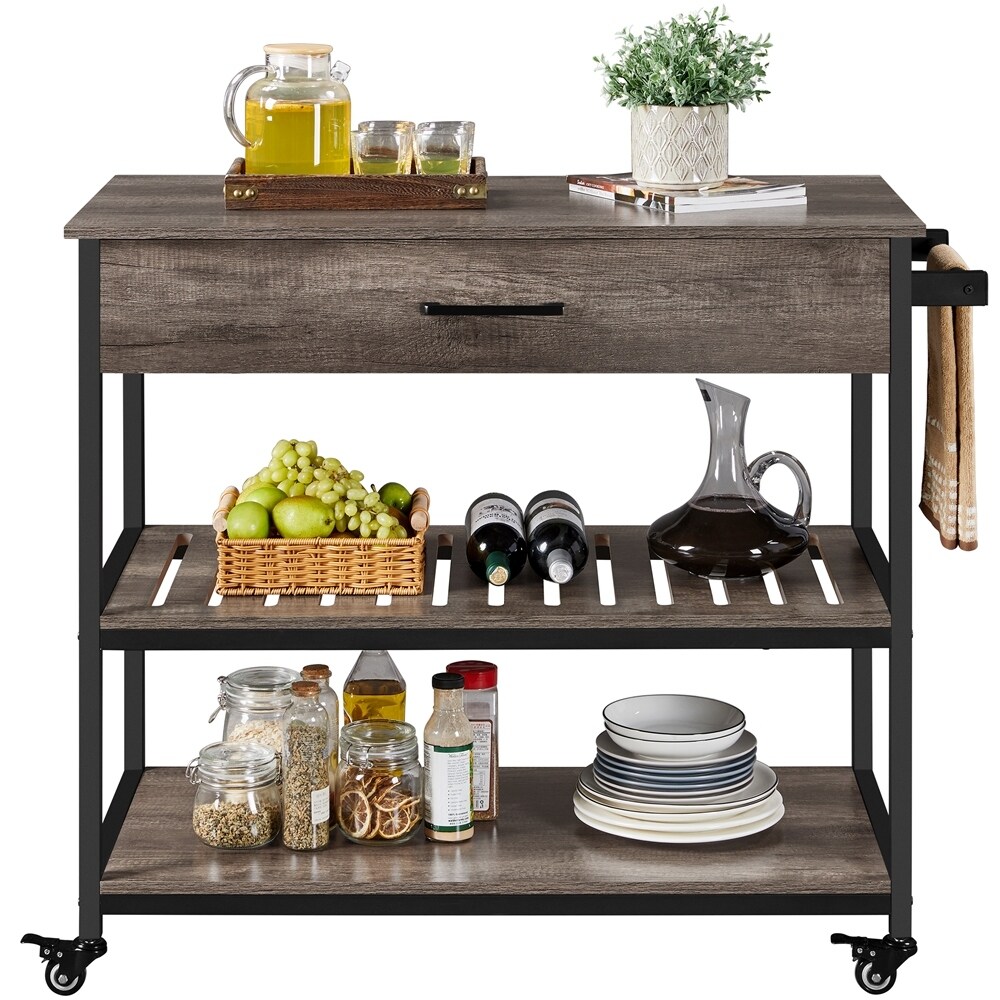 Yaheetech 3 Tier Rolling Kitchen Island Cart with Storage Drawer