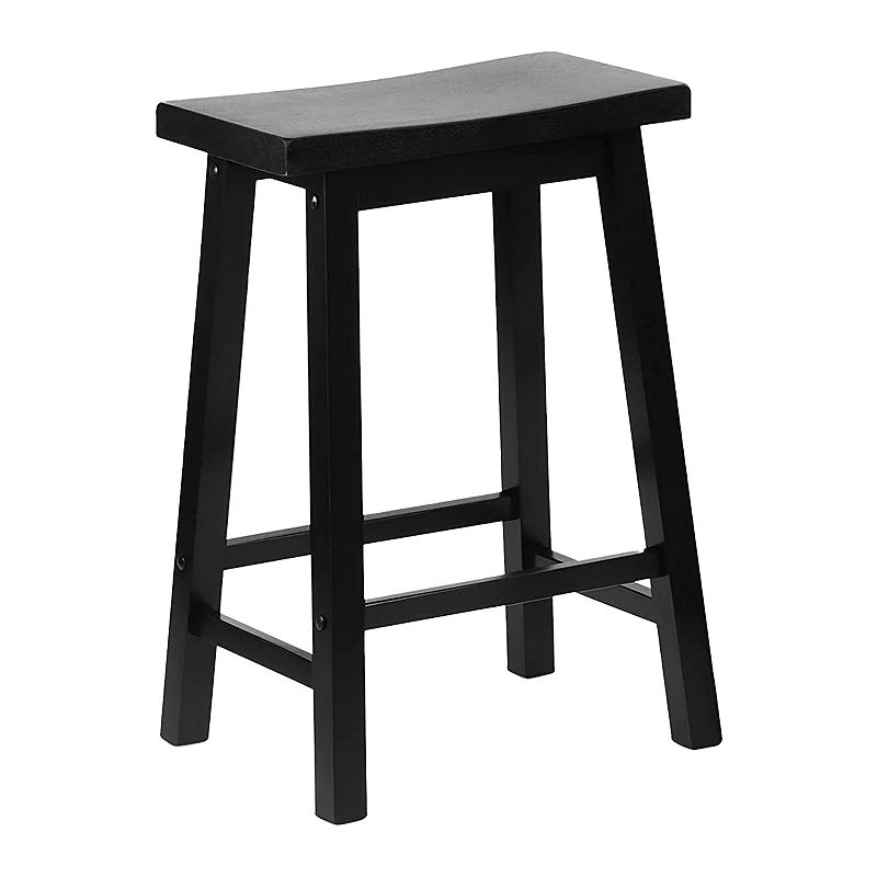 Pj Wood Classic Saddle Seat 24 Tall Kitchen Counter Stools， Black (set Of 4)