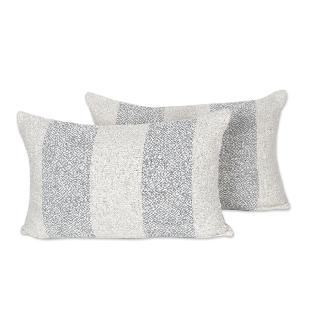 Novica Handmade Diamond Elegance In Grey Cotton Cushion Covers (Pair)