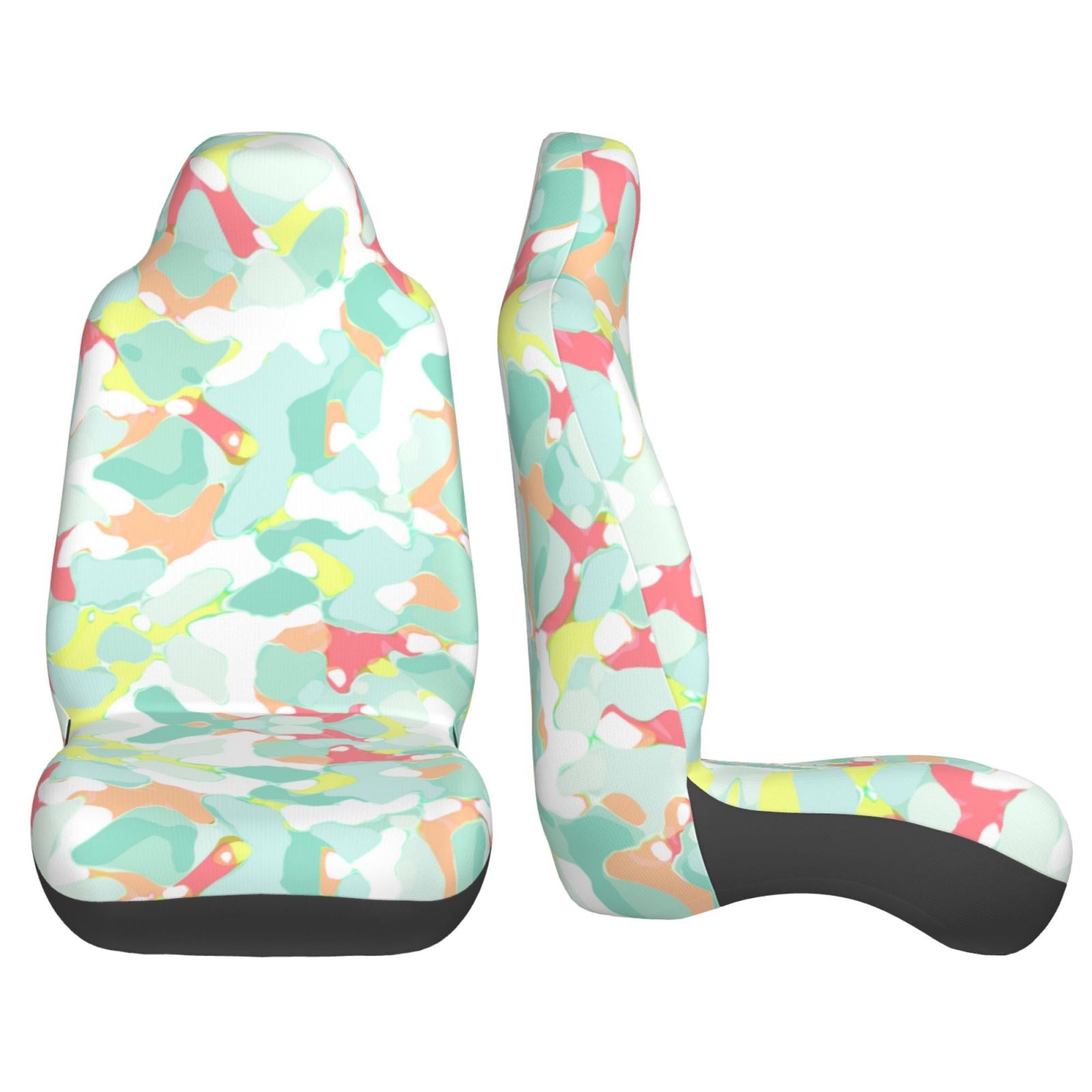 TEQUAN Front Seat Covers， Fresh Crayon Camouflage Pattern 2 Piece Car Seat Cover Fit Most Car SUV Truck Van