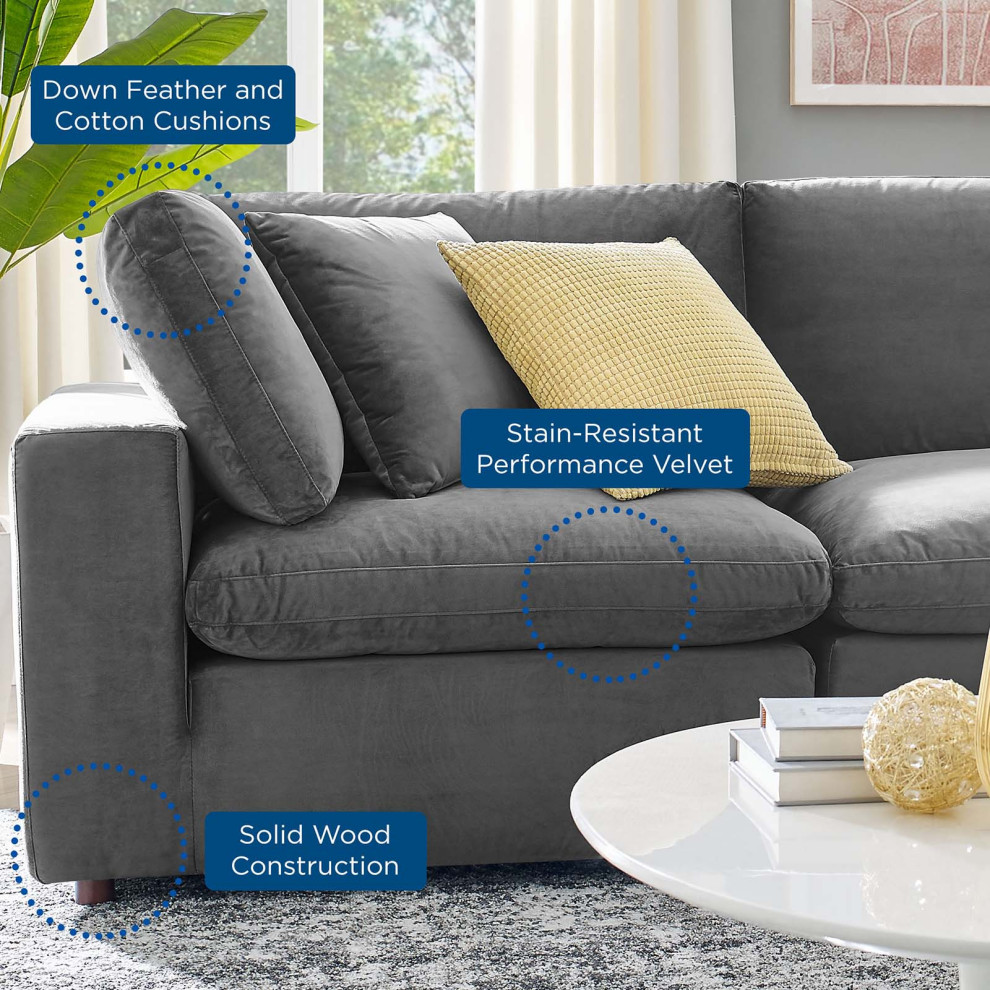 Commix Down Filled Overstuffed Performance Velvet 3 Seater Sofa   Transitional   Sofas   by Beyond Design  ampMore  Houzz