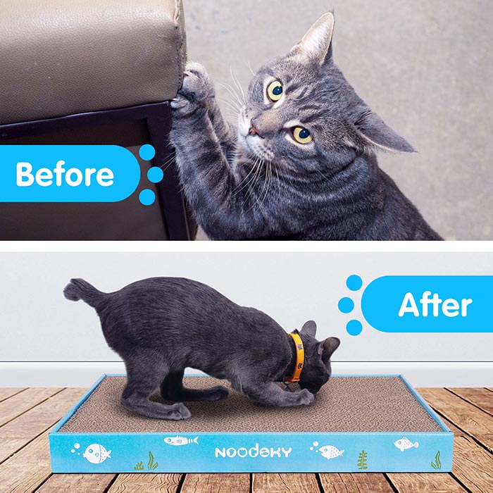 Noodoky 3 Pcs Large Cat Scratching Pads, Double-Sided Corrugated Horizontal Cat Scratcher Cardboard Pad, Scratch Board