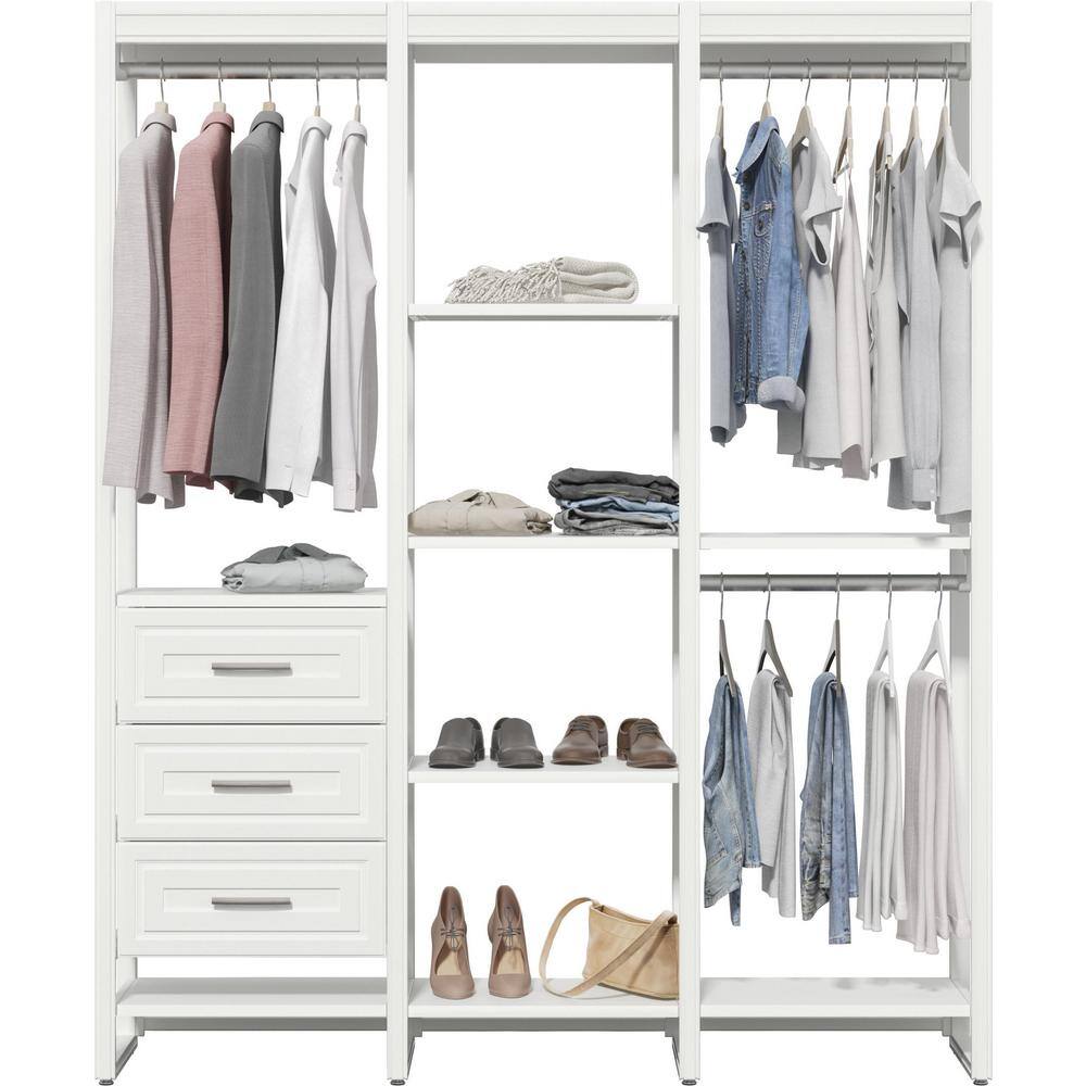 CLOSETS By LIBERTY 68.5 in. W White Adjustable Tower Wood Closet System with 3 Drawers and 11 Shelves HS56700-RW-06