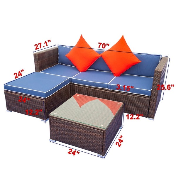 3 Piece Patio Sectional Wicker Rattan Outdoor Furniture Sofa Set - Overstock - 34395941