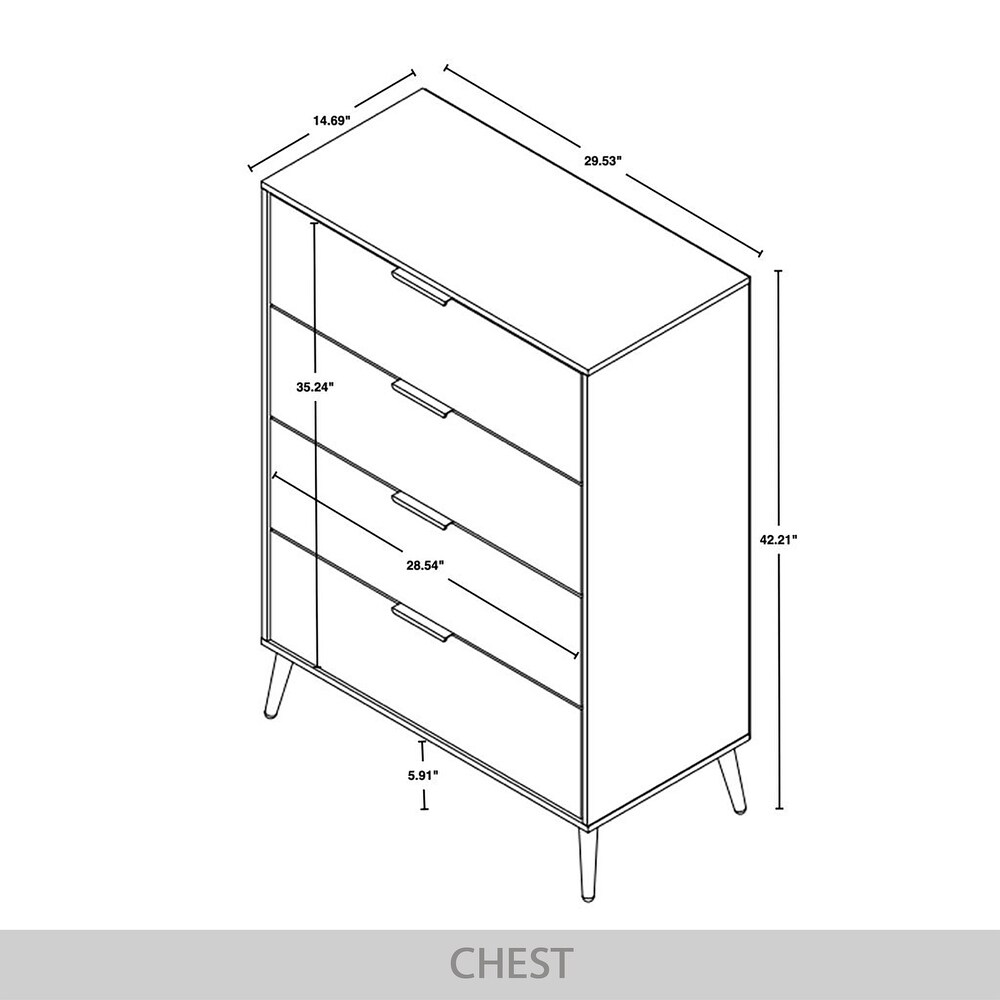 CraftPorch Contemporary 4 Drawers Wooden Chest