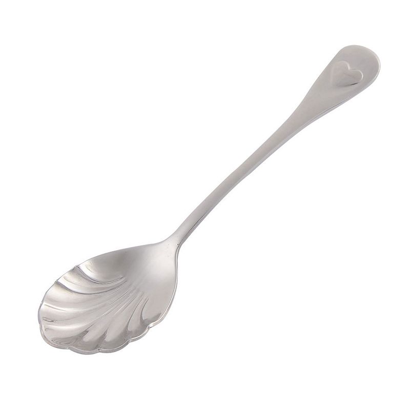 Stainless Steel Shell Shaped Heart Carved Tableware Spoon Silver Tone