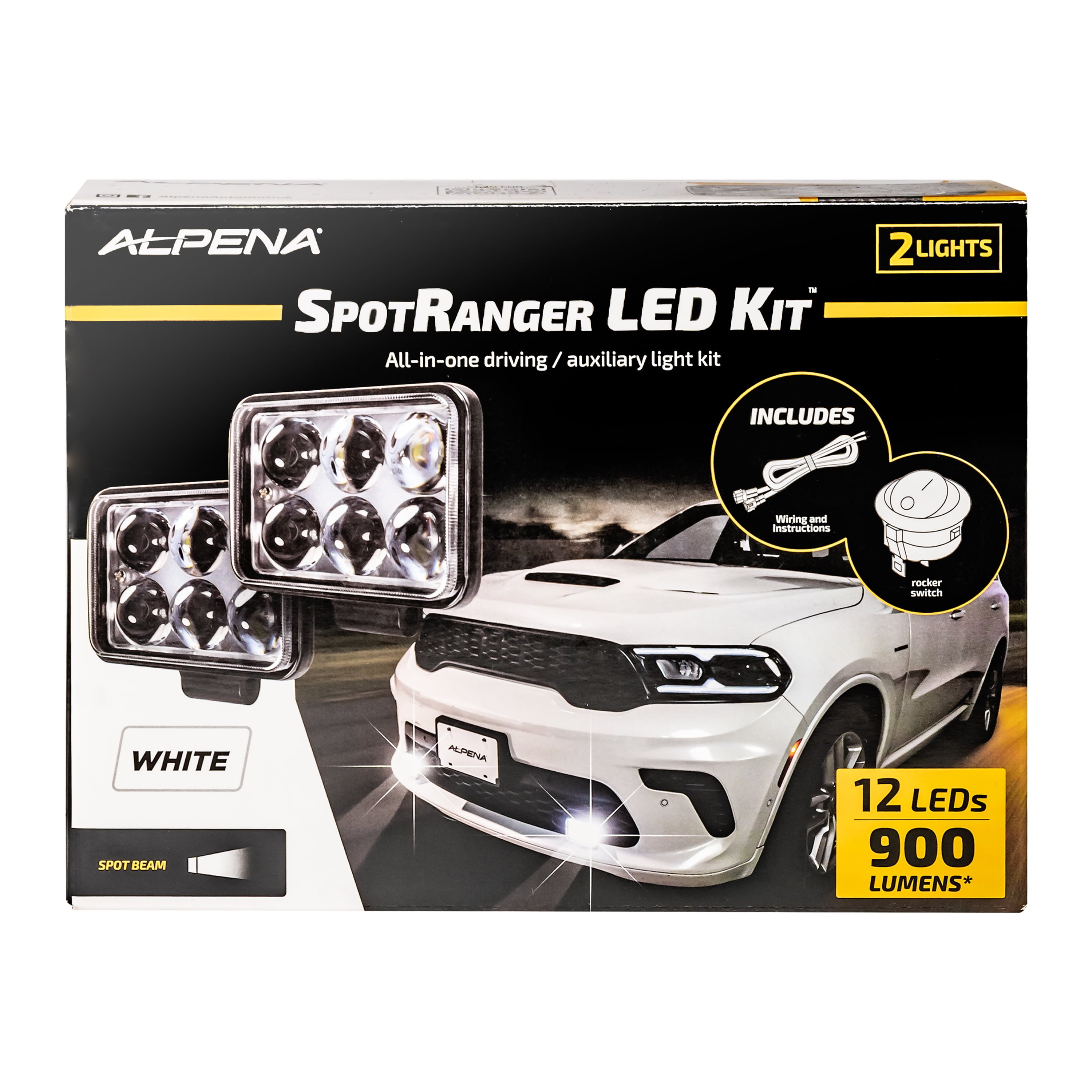 Alpena LED Spotranger Auxiliary Driving Spotlights， 77617， Universal Fit for Cars， Trucks， SUVs， Vans (Pack of 2)