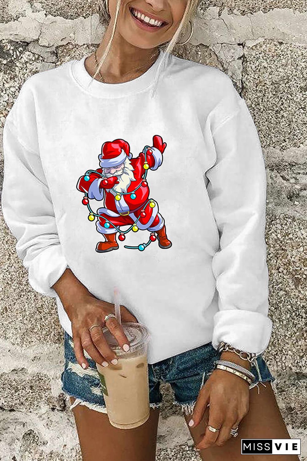 Dabbing Santa Claus With Christmas Lights Sweatshirt Wholesale