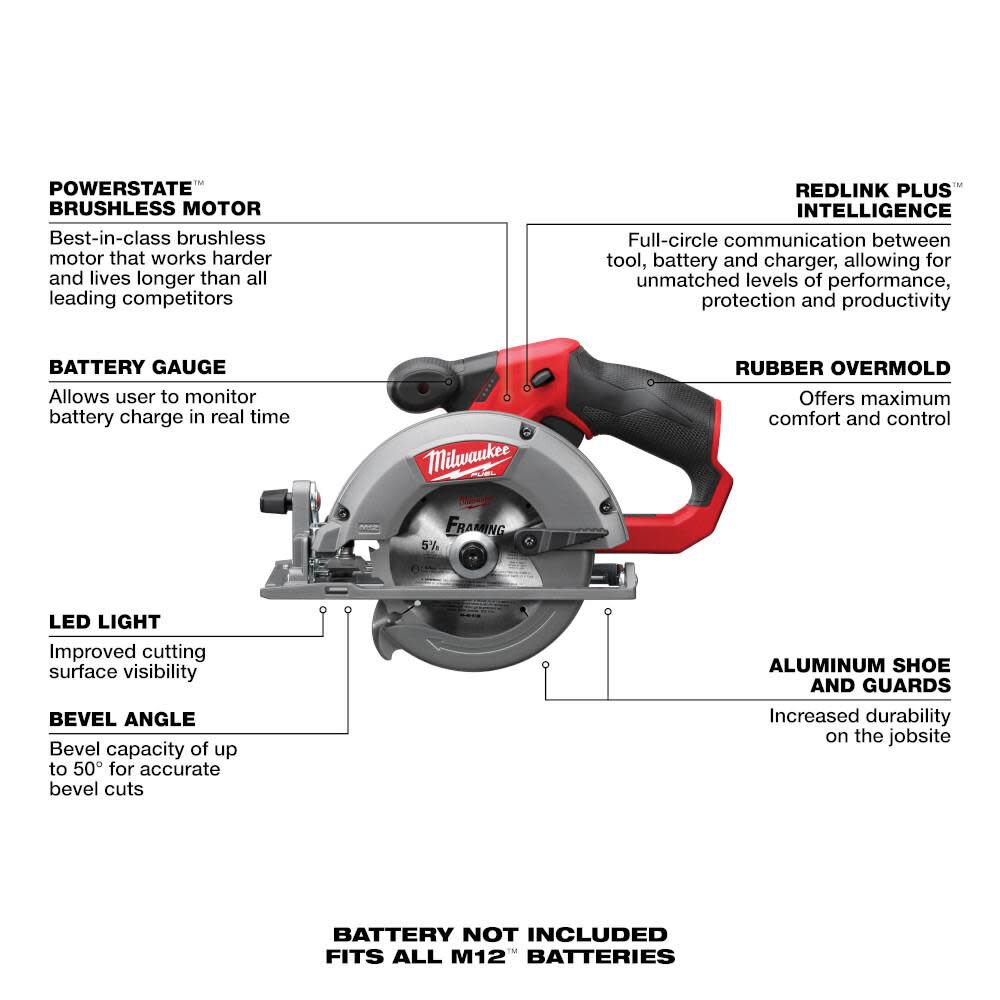 Milwaukee M12 FUEL 5- Circular Saw (Tool Only) 2530-20 from Milwaukee