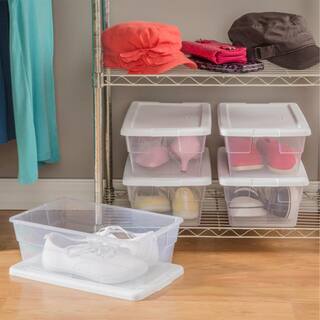 Sterilite 6 Qt. Plastic Storage Container Bin Snap Close White Lid in Clear (12 Pack) 12 X 16428012